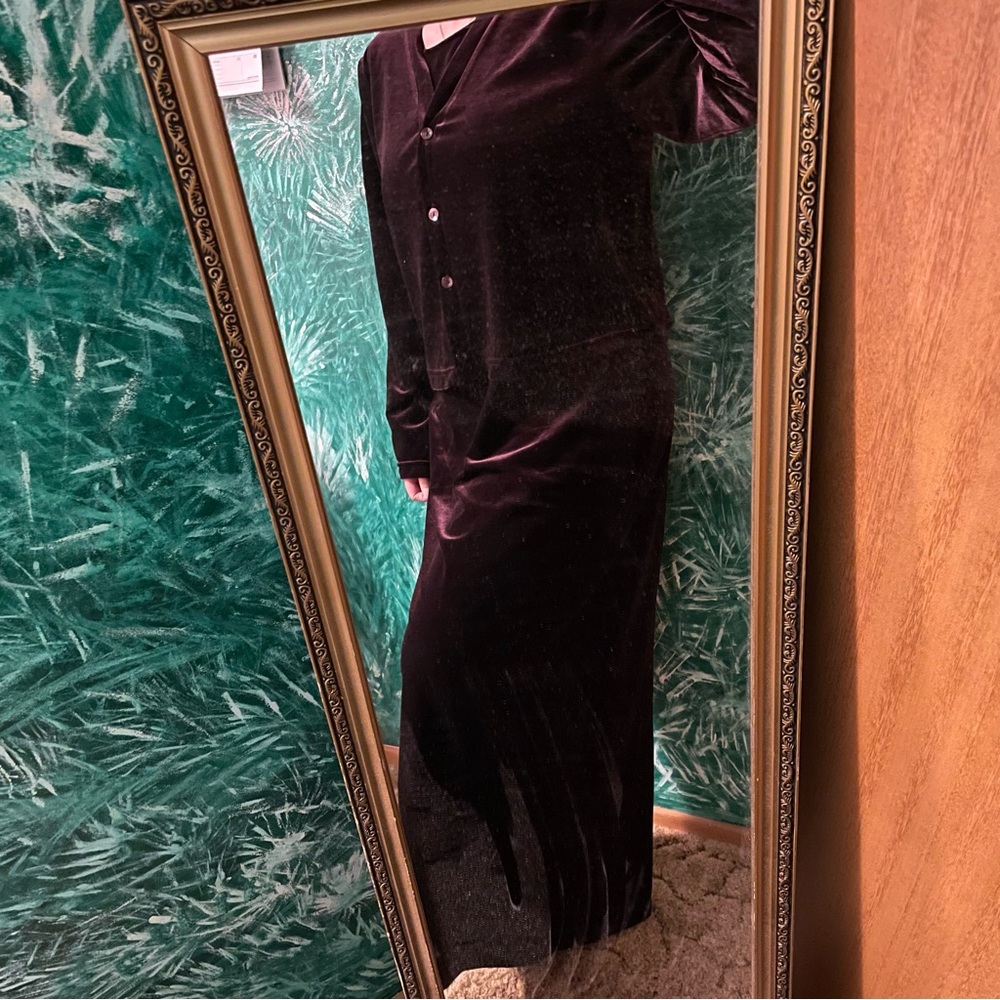 Elegant Velvet Purple Maxi Dress with velvet cardigan